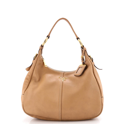PRADA Zip Top Hobo Vitello Daino Medium