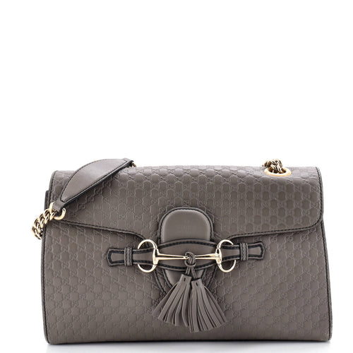GUCCI Emily Chain Flap Bag Microguccissima Leather Medium