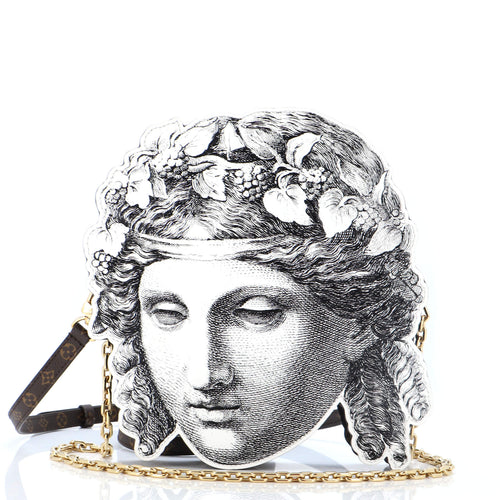 Pochette Tete Limited Edition Fornasetti Architettura Print Leather and Monogram Canvas