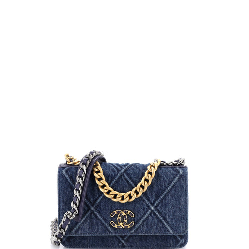 CHANEL 19 Wallet on Chain Quilted Denim