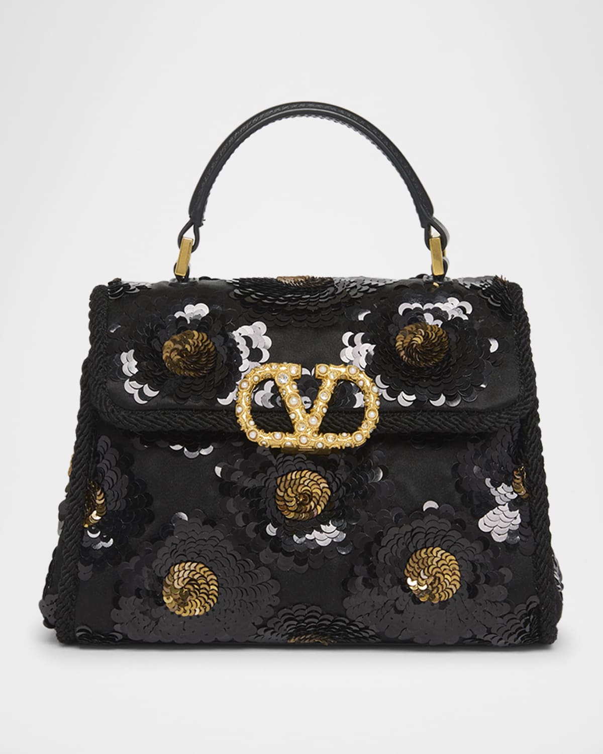 Valentino VSling Mini Sequin-Embellished Top-Handle Bag
