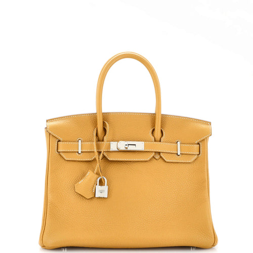 Birkin Handbag Natural Sable Clemence with Palladium Hardware 30