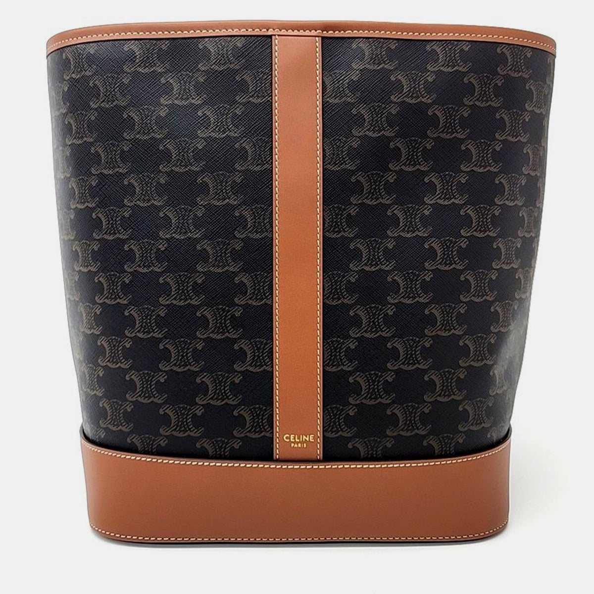 Celine Burnt Canvas Triomphe Bucket Bag