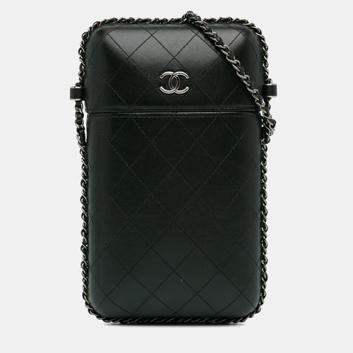 CC Quilted Lambskin Chain Around Phone Holder