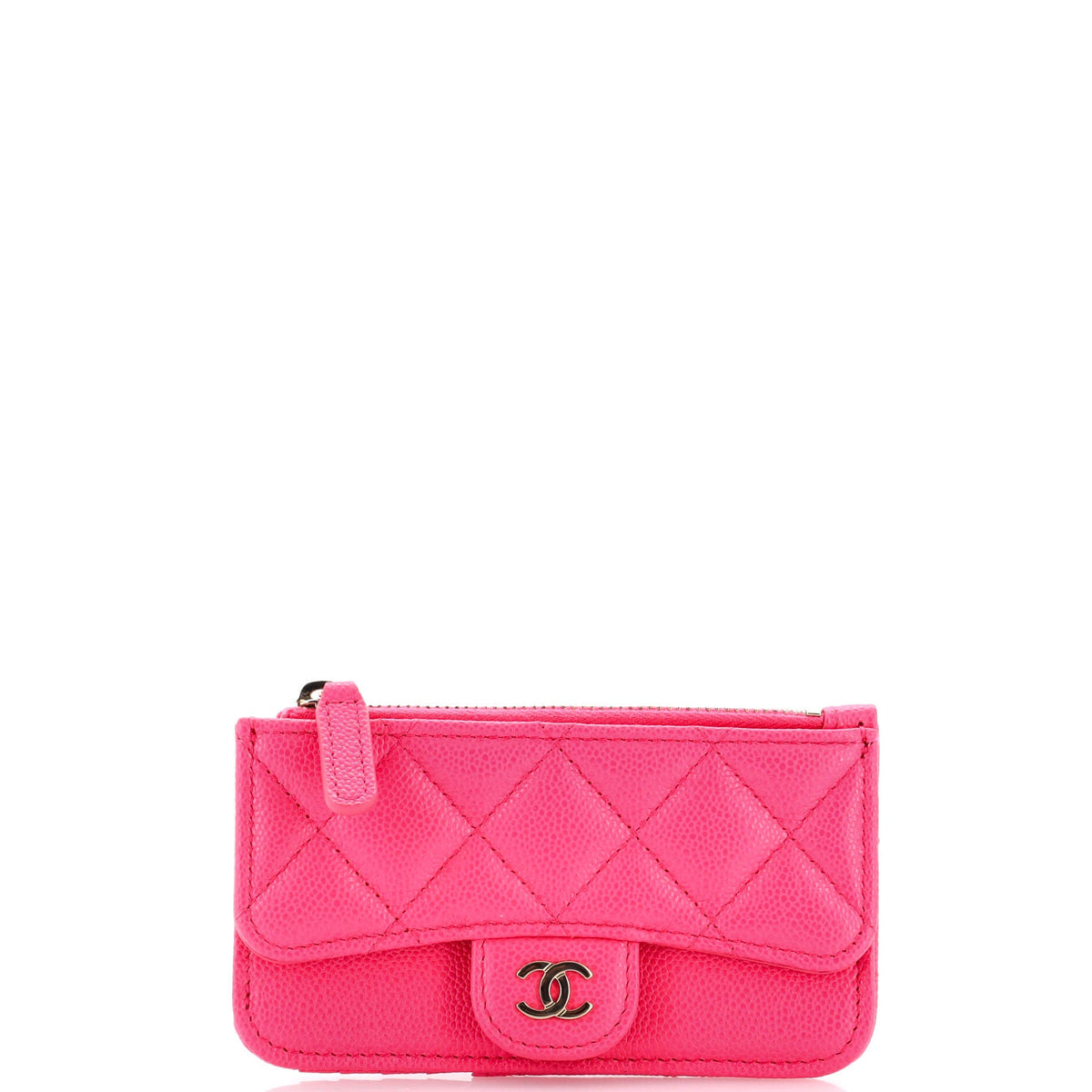 Chanel CHANEL Flap Zip Card Holder Quilted Caviar