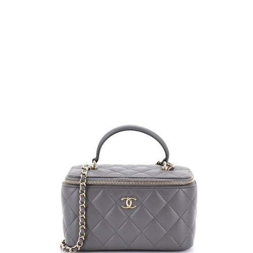 CHANEL Classic Top Handle Vanity Case with Chain Quilted Lambskin Small