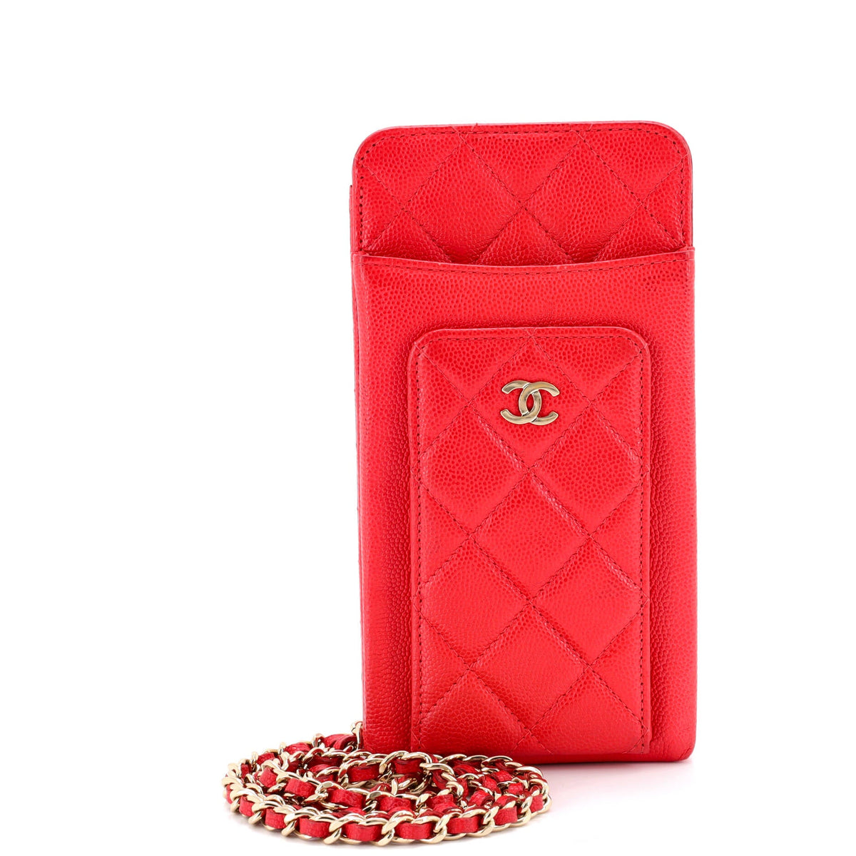 Chanel CHANEL O Phone Holder Crossbody Bag Quilted Caviar