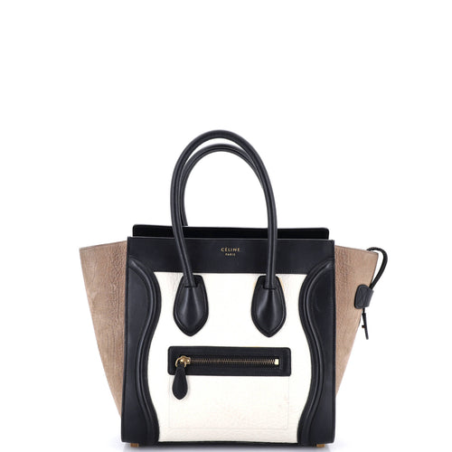 CELINE Luggage Bag Canvas and Leather Mini