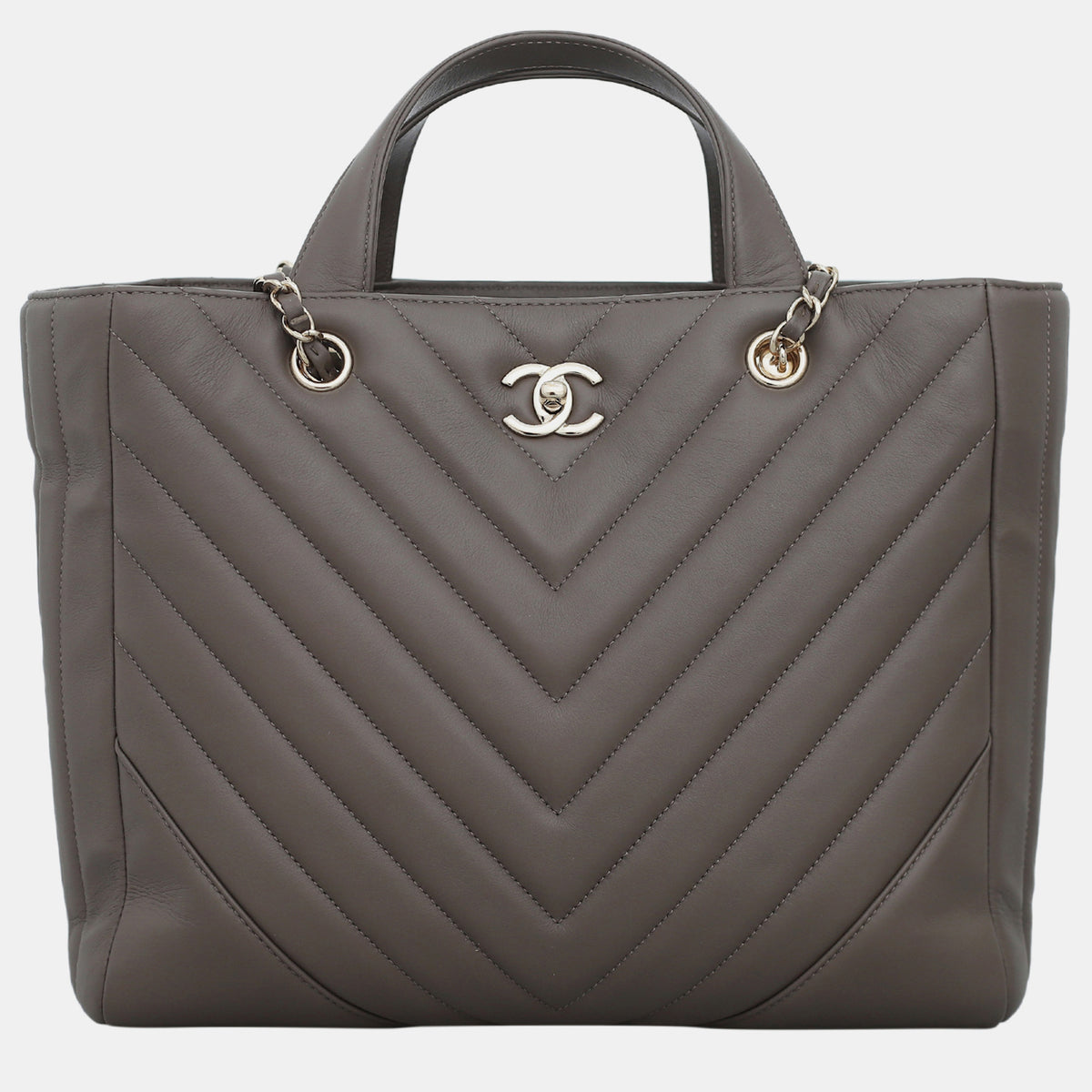 Chanel Brown CC Chevron Tote Bag