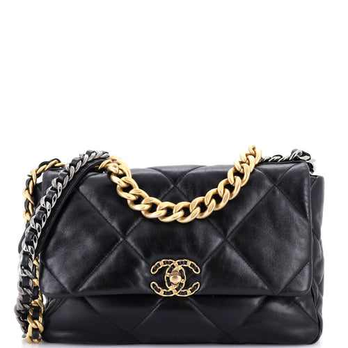CHANEL 19 Flap Bag Quilted Leather Large