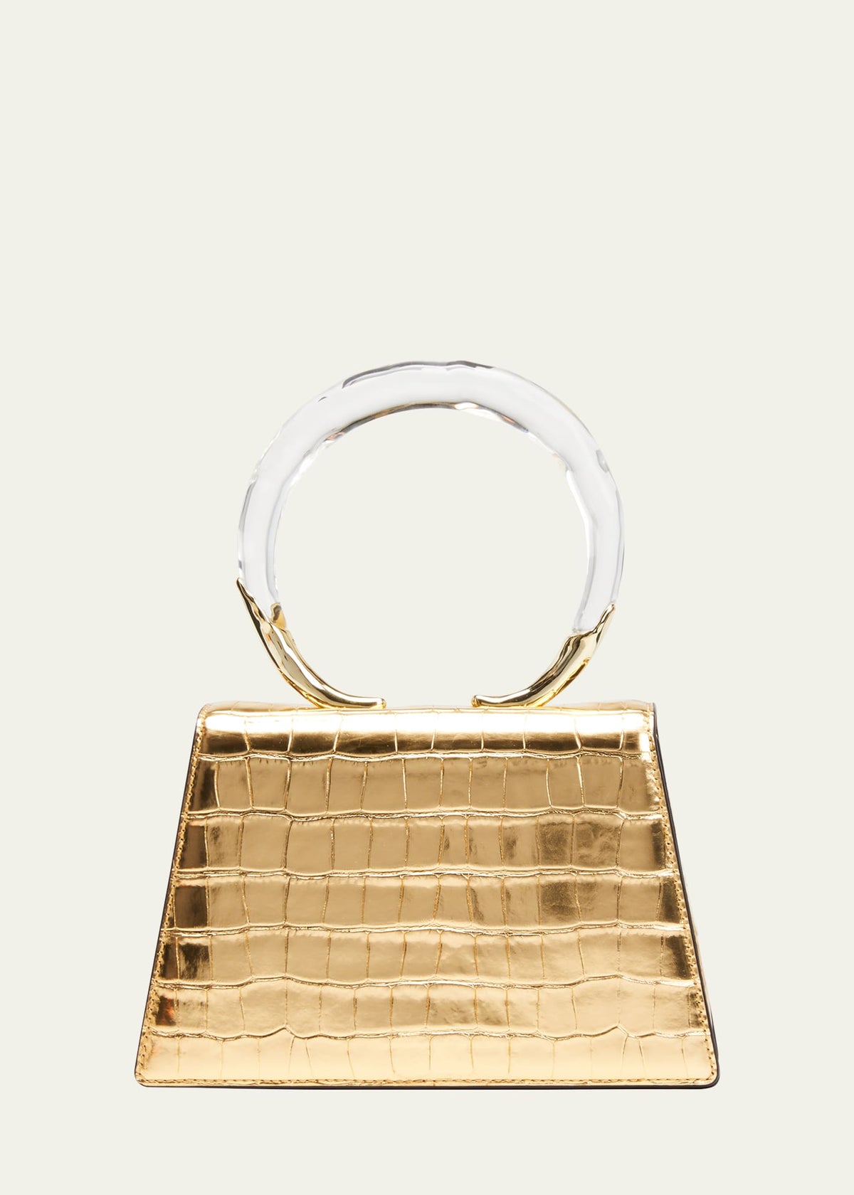 Boss Lucite Quad Croc-Embossed Top-Handle Bag