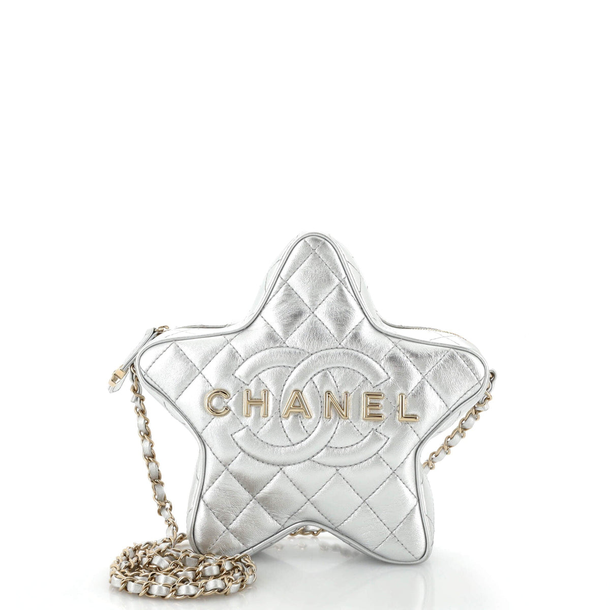 Chanel CHANEL CC Walk of Fame Star Bag Quilted Metallic Lambskin