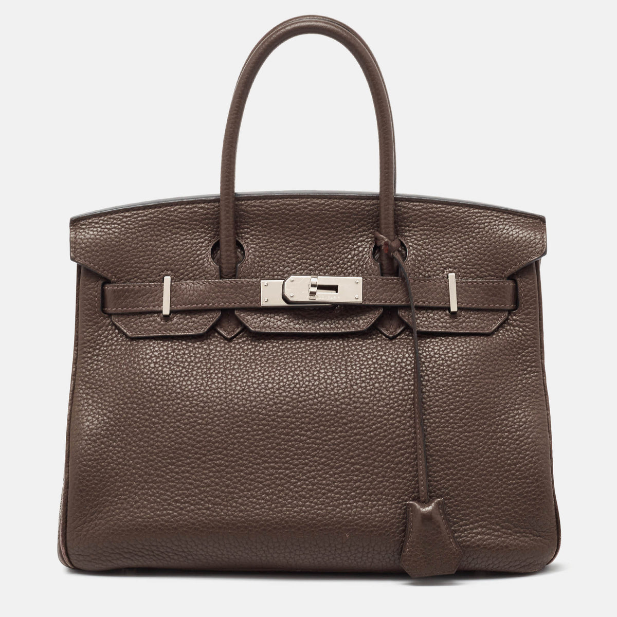 Hermès Chocolat Taurillon Clemence Leather Palladium Finish Birkin 30 Bag