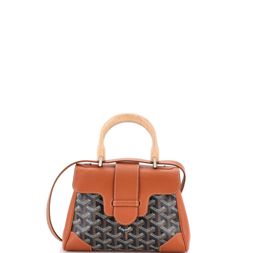 GOYARD Saigon Top Handle Bag Coated Canvas with Leather Mini
