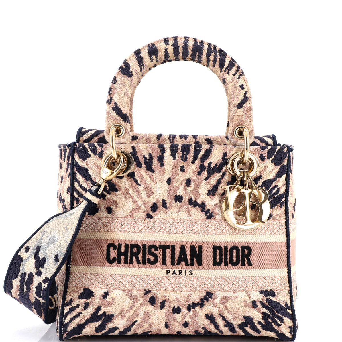Christian Dior Lady D-Lite Bag Embroidered Canvas Medium