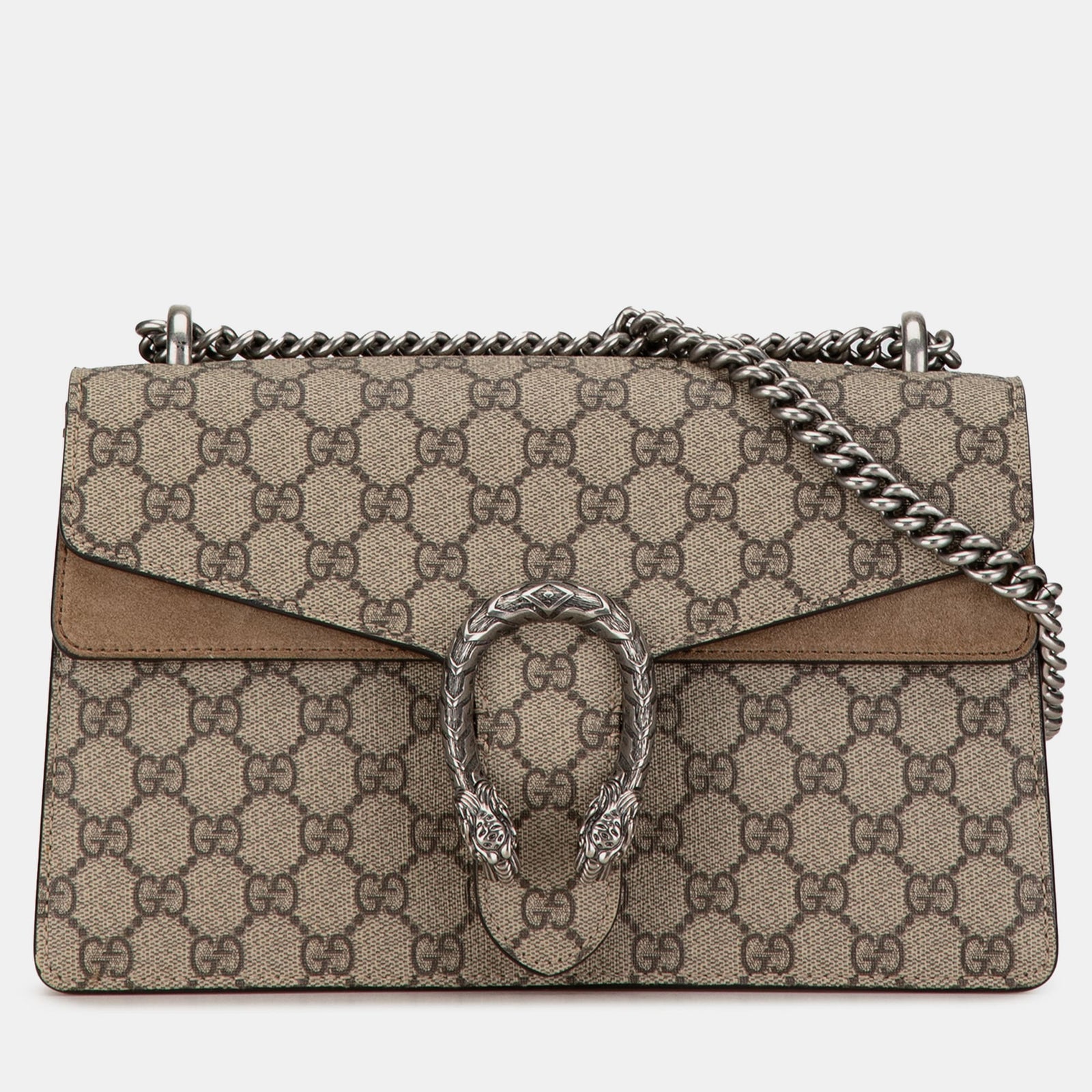 Gucci Kleine Dionysus-Umhängetasche aus GG Supreme-Canvas in Beige/Braun