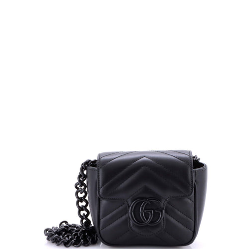 GUCCI GG Marmont Flap Belt Bag Matelasse Leather Mini