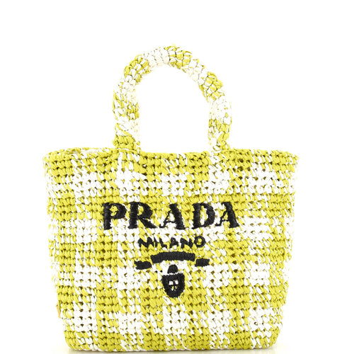 PRADA Logo Tote Raffia Small