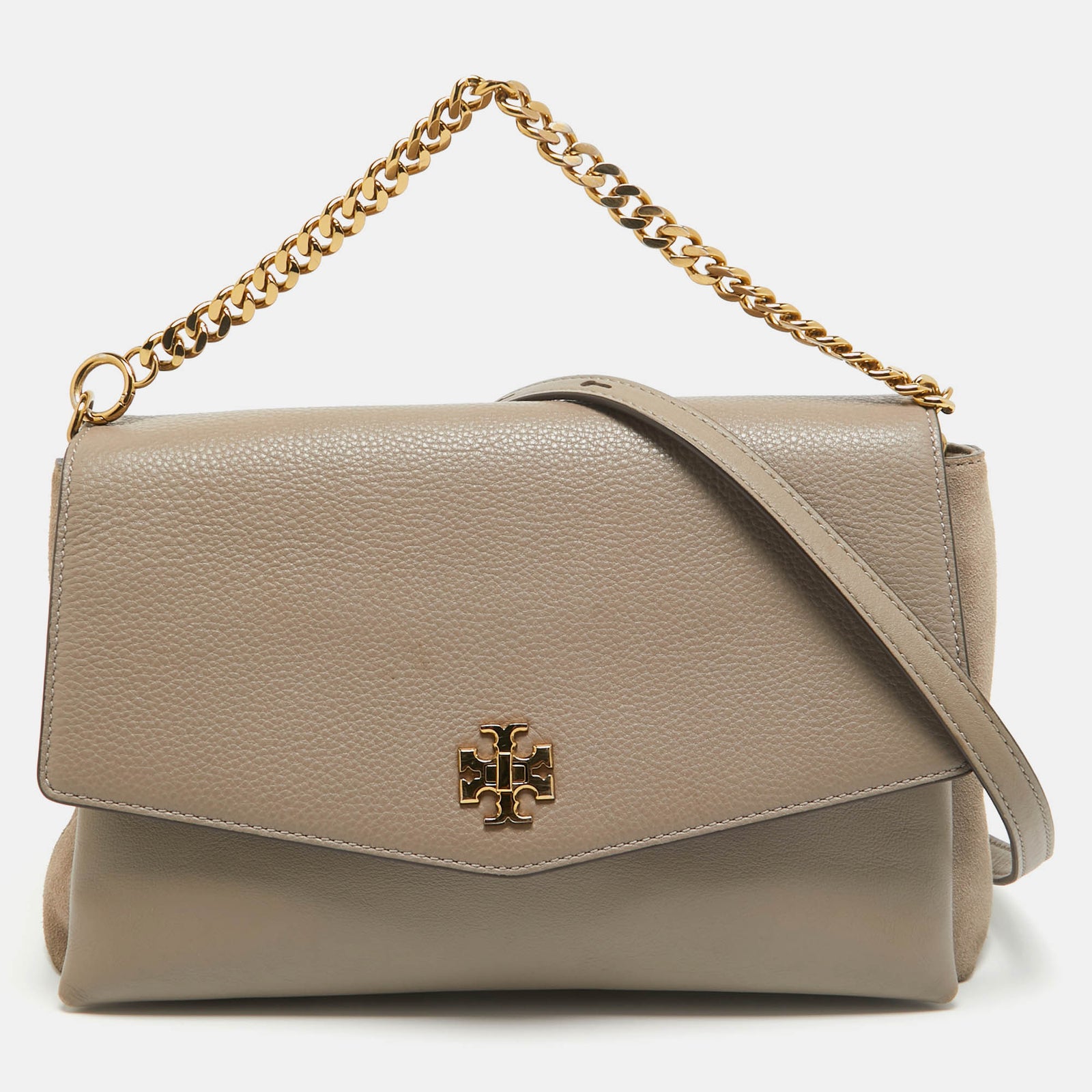 Tory Burch Grey Leather Kira Flap Shoulder Bag