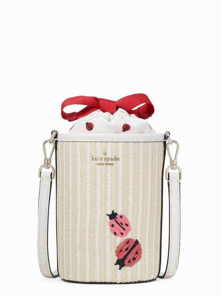 Kate Spade Au Other Dottie Embroidered Straw Cylinder Crossbody