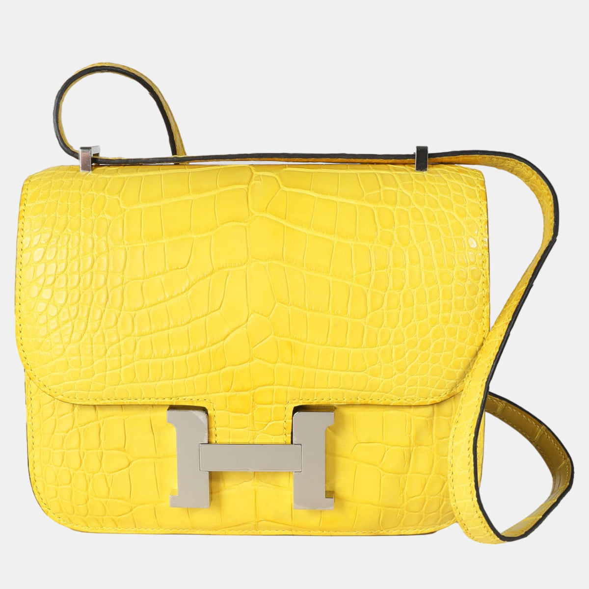Hermès Mimosa Matte Mississippiensis Alligator Mini Constance III PHW Bag