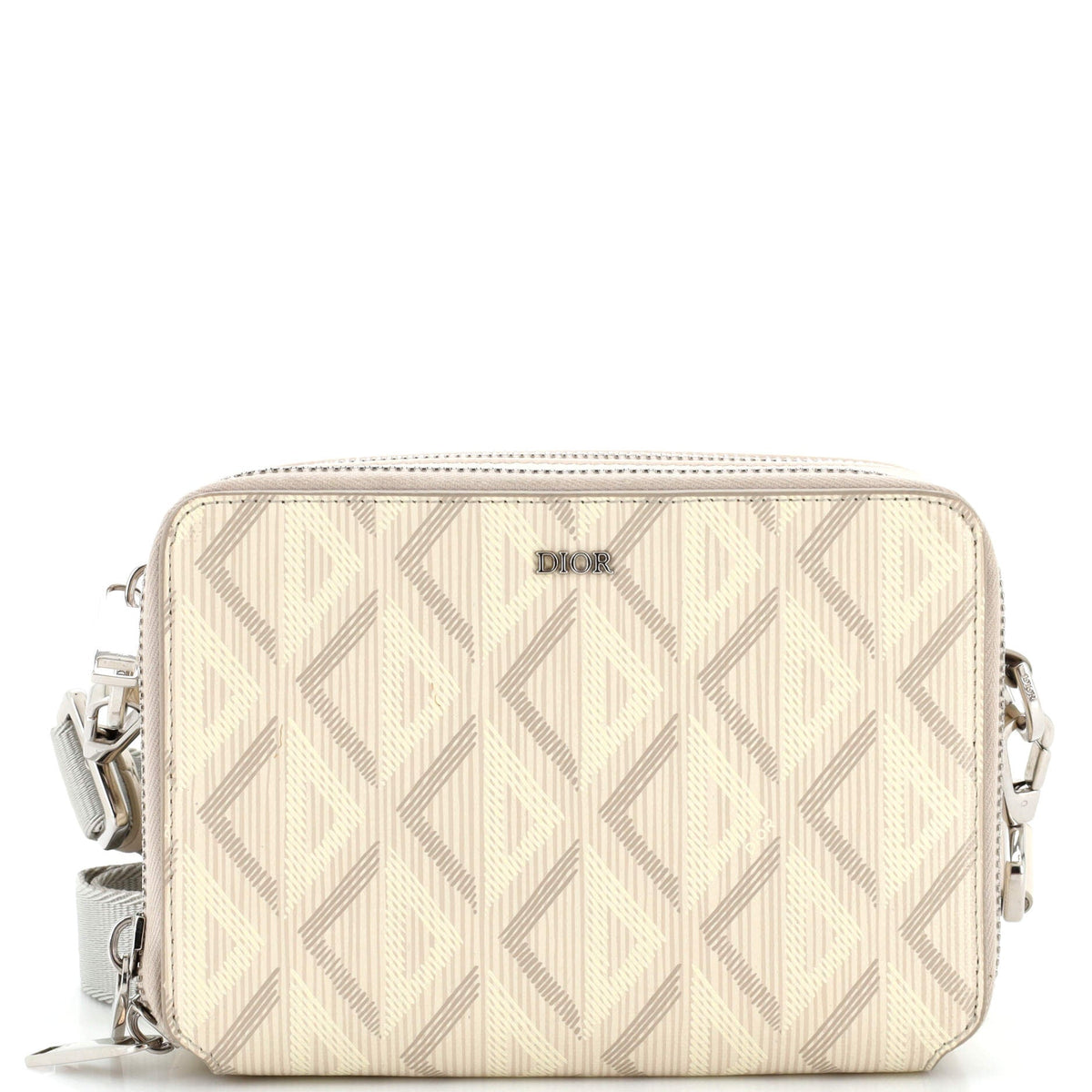 Christian Dior Double Zip Crossbody Pouch CD Diamond Coated Canvas