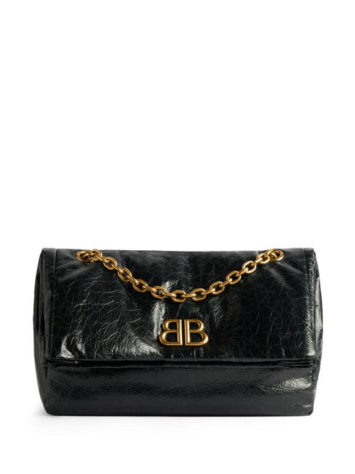 Women's Monaco S Bag With Golden Chain Logo in Black | 7659662AAR810001000