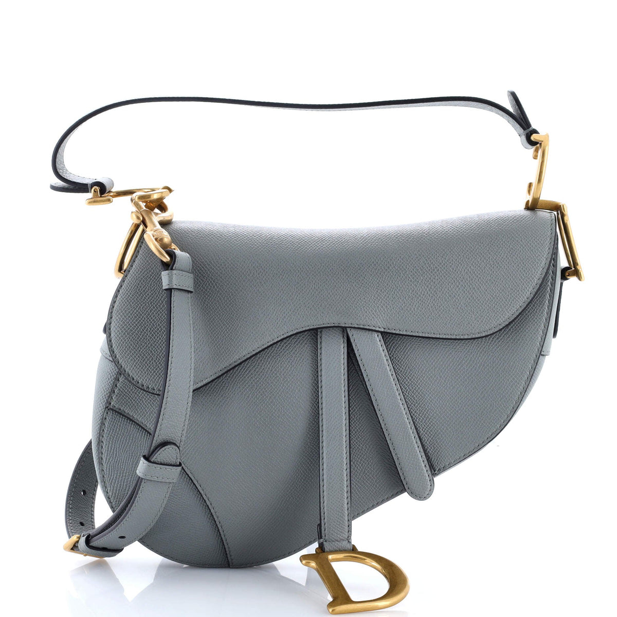Christian Dior Saddle Handbag with Strap Leather Medium