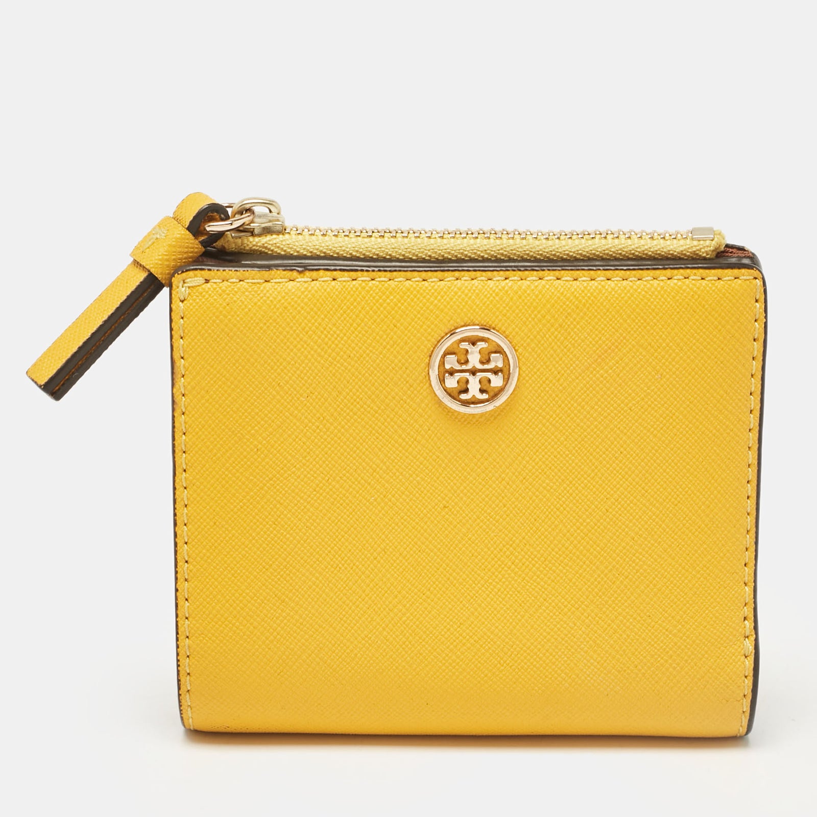 Tory Burch Senfgelbe Robinson-Geldbörse aus Leder