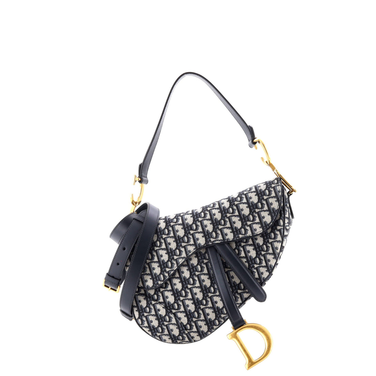 Christian Dior Saddle Handbag with Strap Oblique Canvas Medium