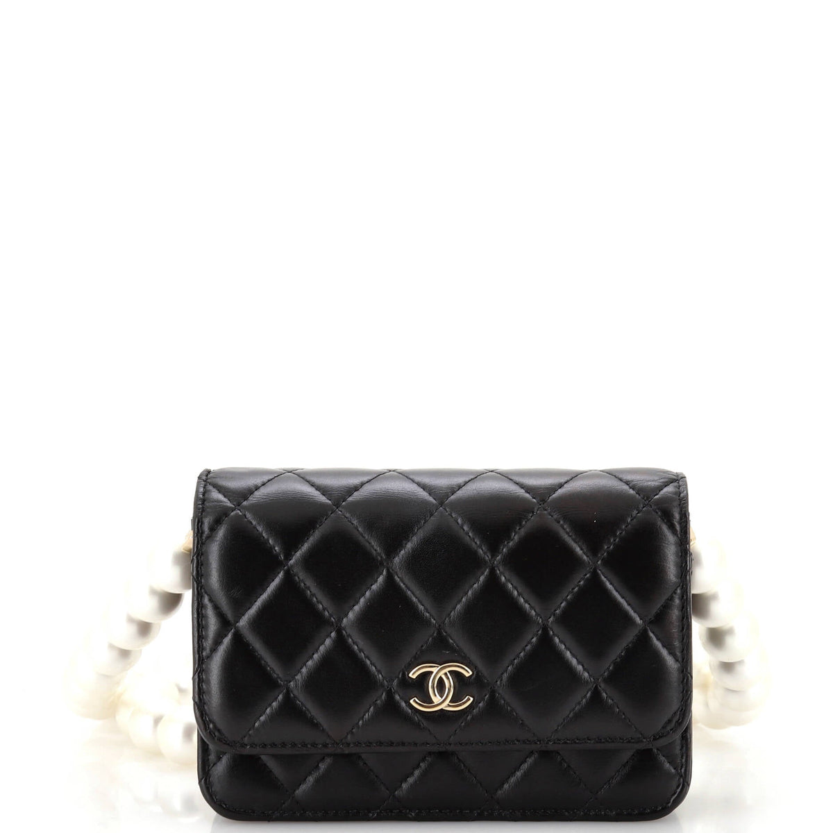 Chanel CHANEL Pearl Strap CC Wallet on Chain Quilted Calfskin Mini