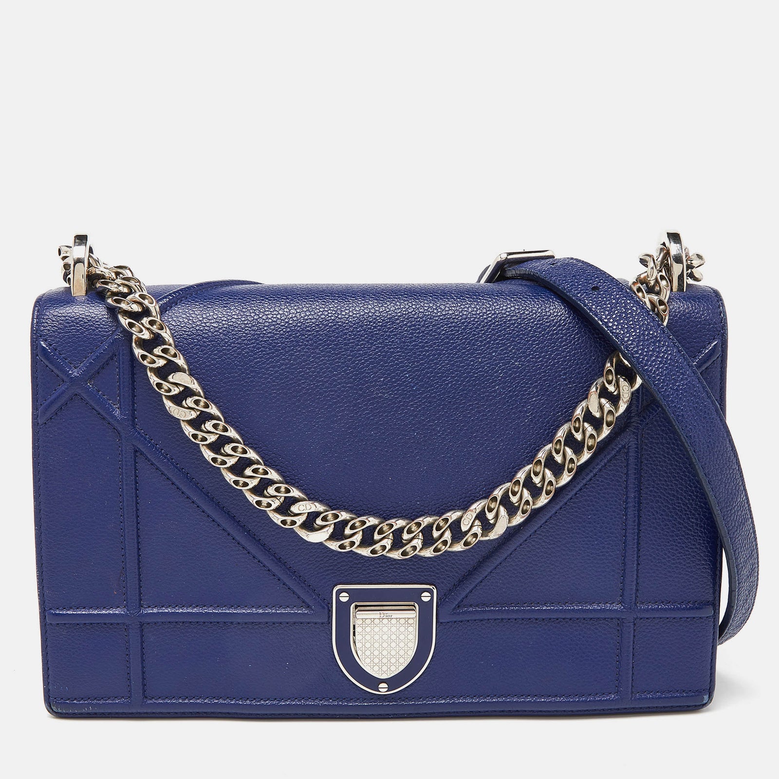 Dior Blue Leather Medium Diorama Flap Shoulder Bag