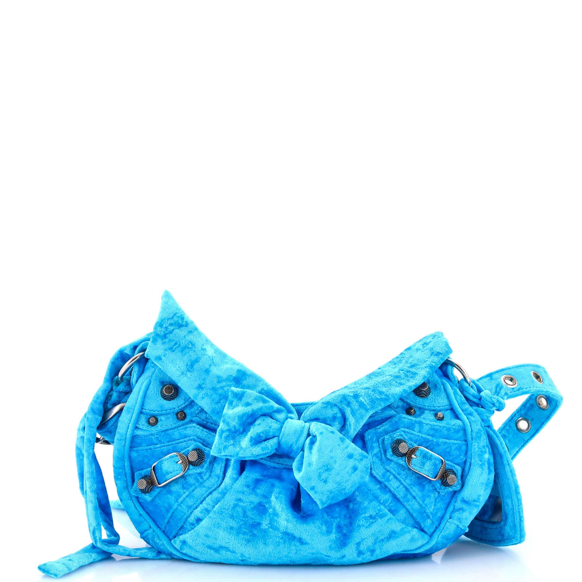 Balenciaga Le Cagole Giant Studs Shoulder Bag Crushed Velvet XS