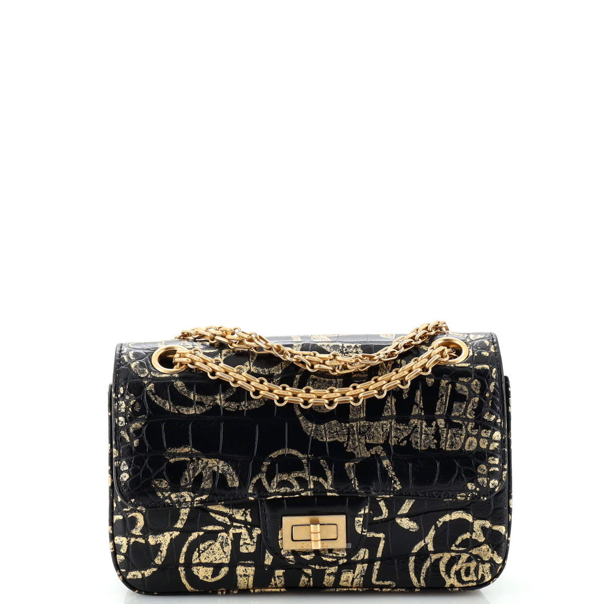 Chanel CHANEL Reissue 2.55 Flap Bag Graffiti Crocodile Embossed Calfskin Mini