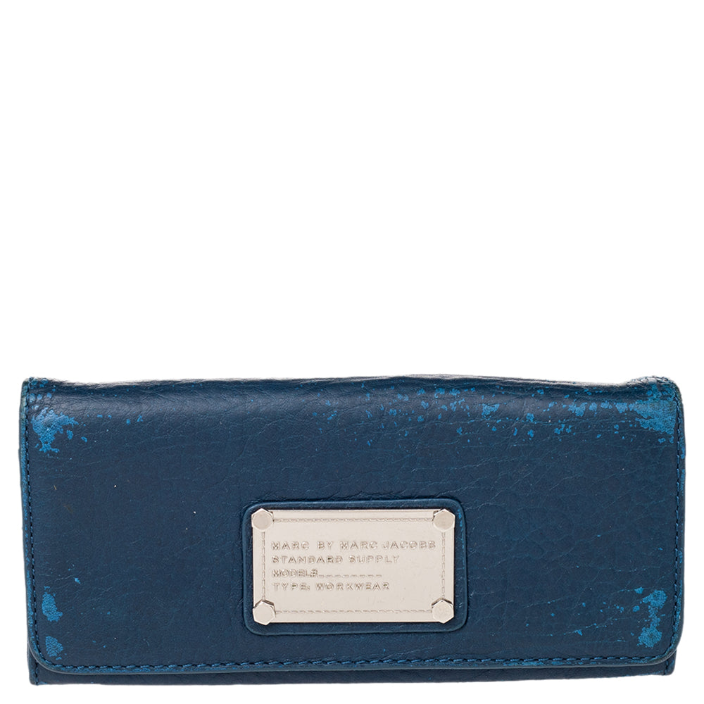 Marc By Marc Jacobs Blue Leather Flat Wallet