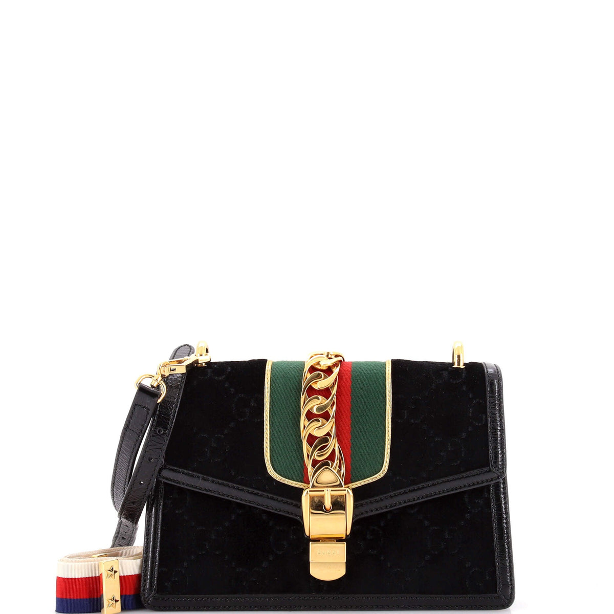 Gucci GUCCI Sylvie Shoulder Bag GG Velvet Small