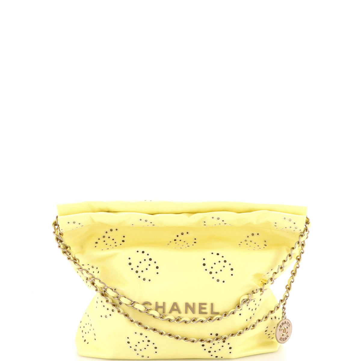 Chanel CHANEL 22 Chain Hobo CC Eyelet Embroidered Calfskin Small