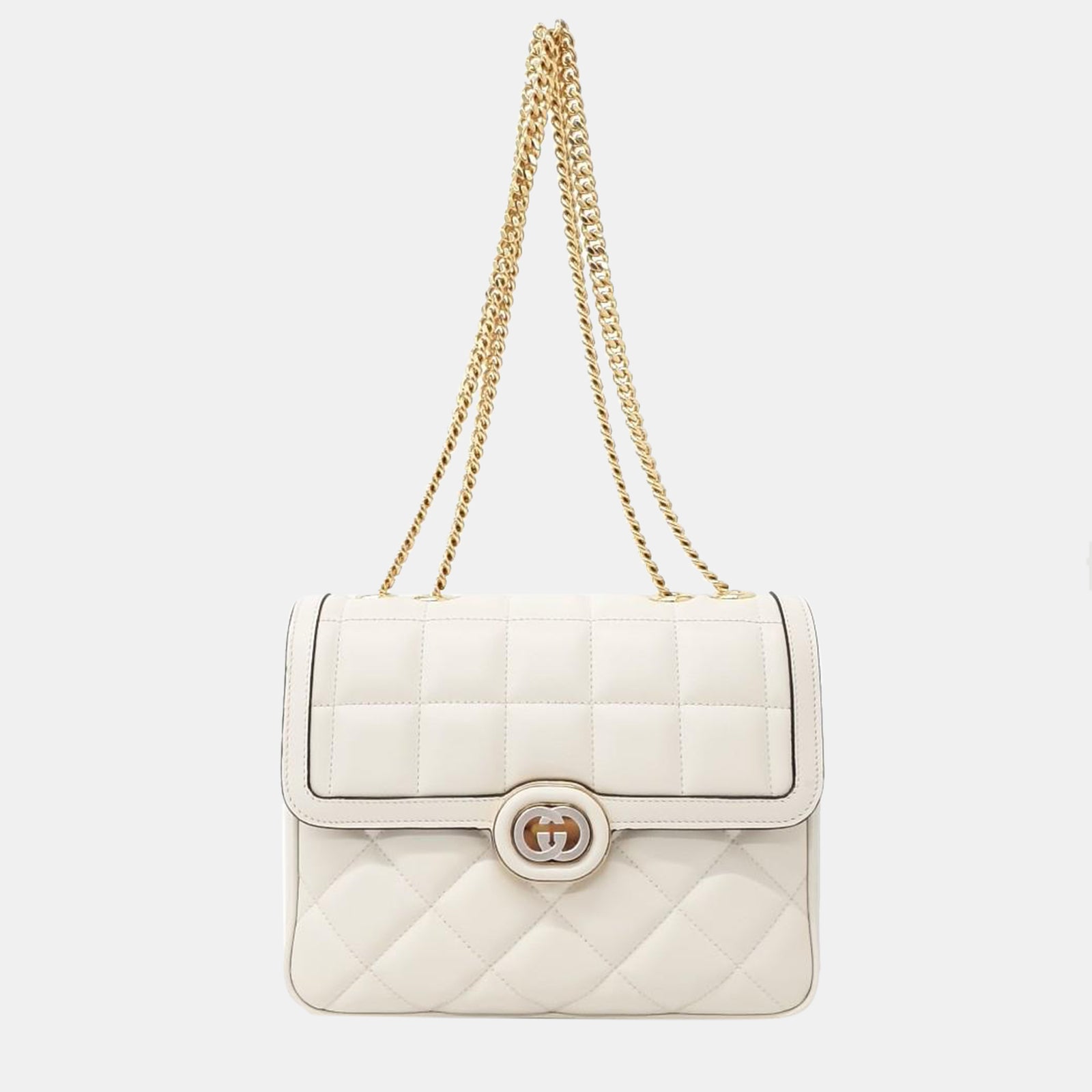 Gucci Petit sac à bandoulière Deco matelassé en cuir de veau crème