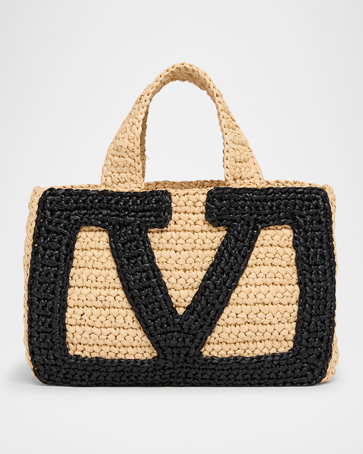 Valentino Viva Superstar Crochet Raffia Small Tote Bag