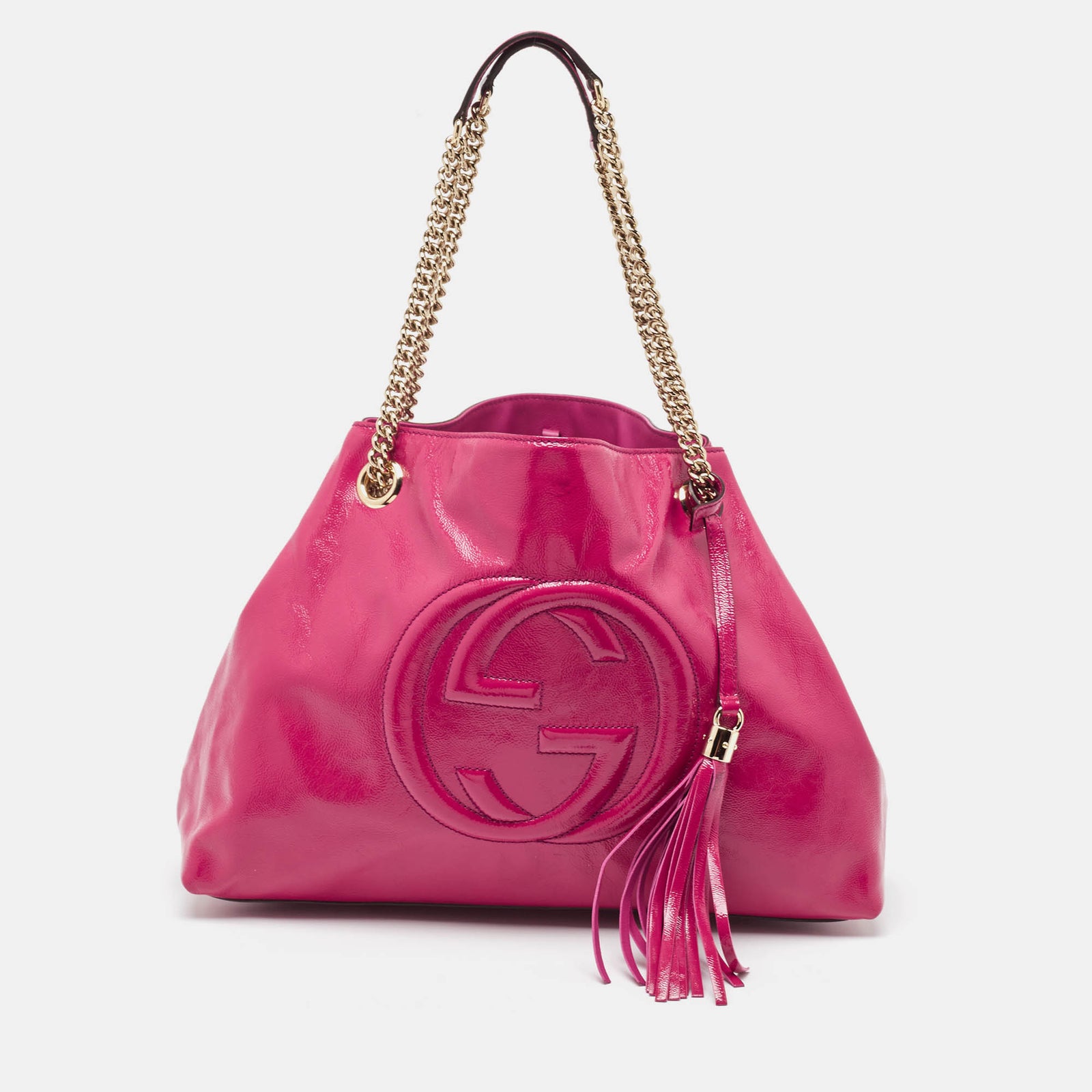 Gucci Magenta Patent Leather Medium Soho Chain Tote