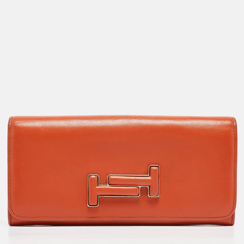 Burnt Orange Leather Flap Continental Wallet