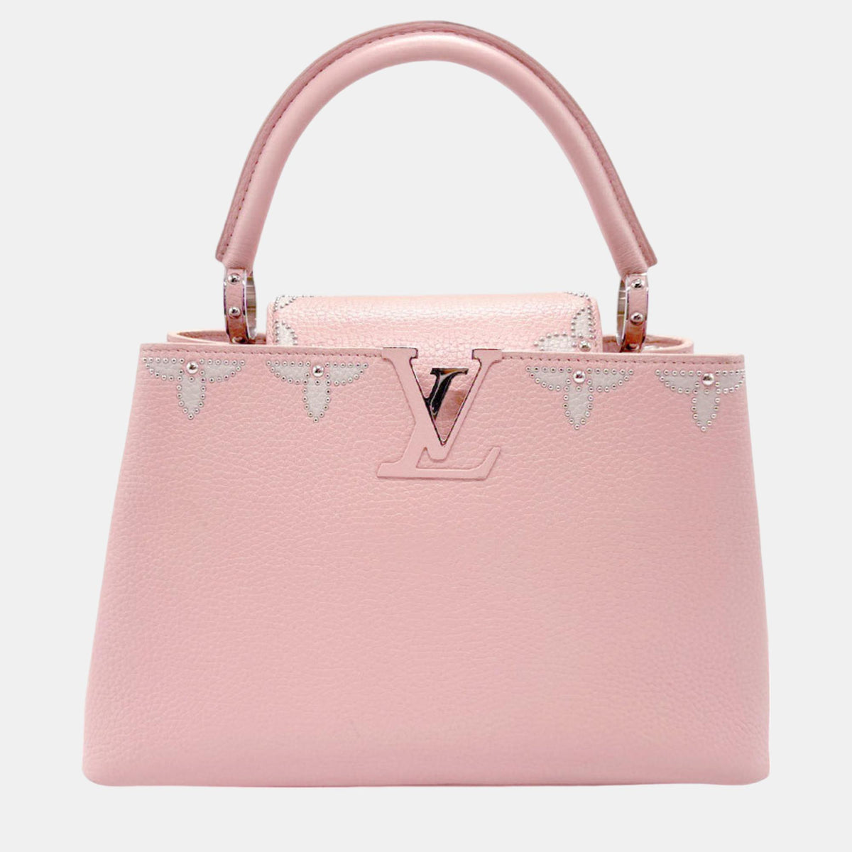 Louis Vuitton Light Pink Silver Leather Capucines PM Handbag