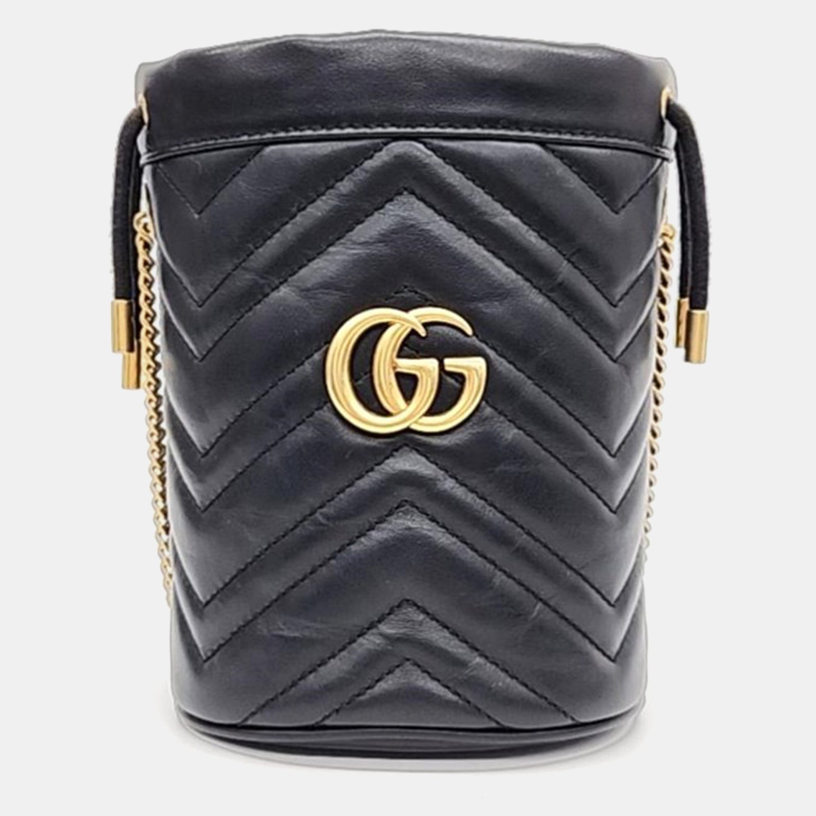 Gucci Schwarze gesteppte Mini-Beuteltasche „GG Marmont 2.0“ aus Kalbsleder