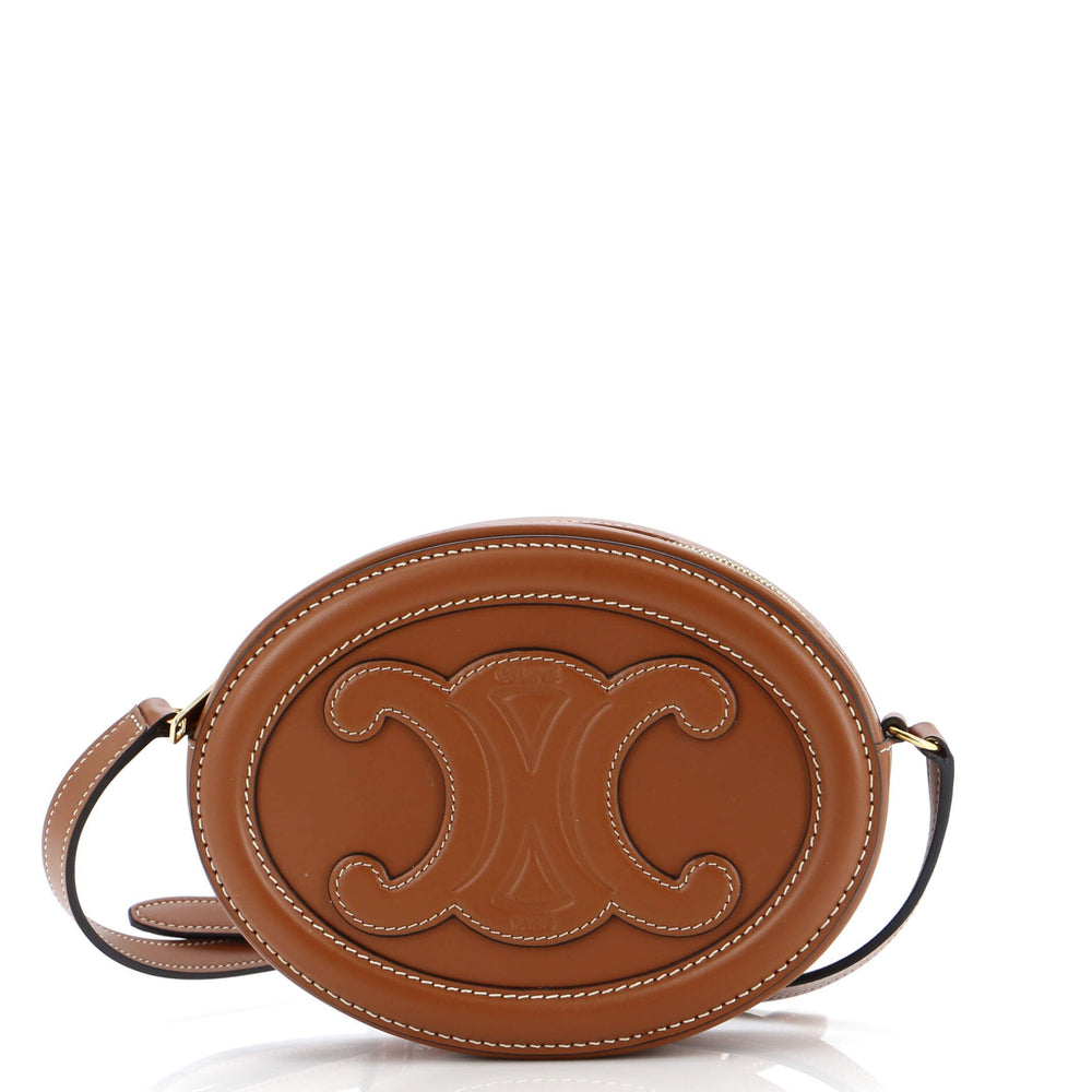 CELINE Triomphe Oval Crossbody Bag Leather Mini