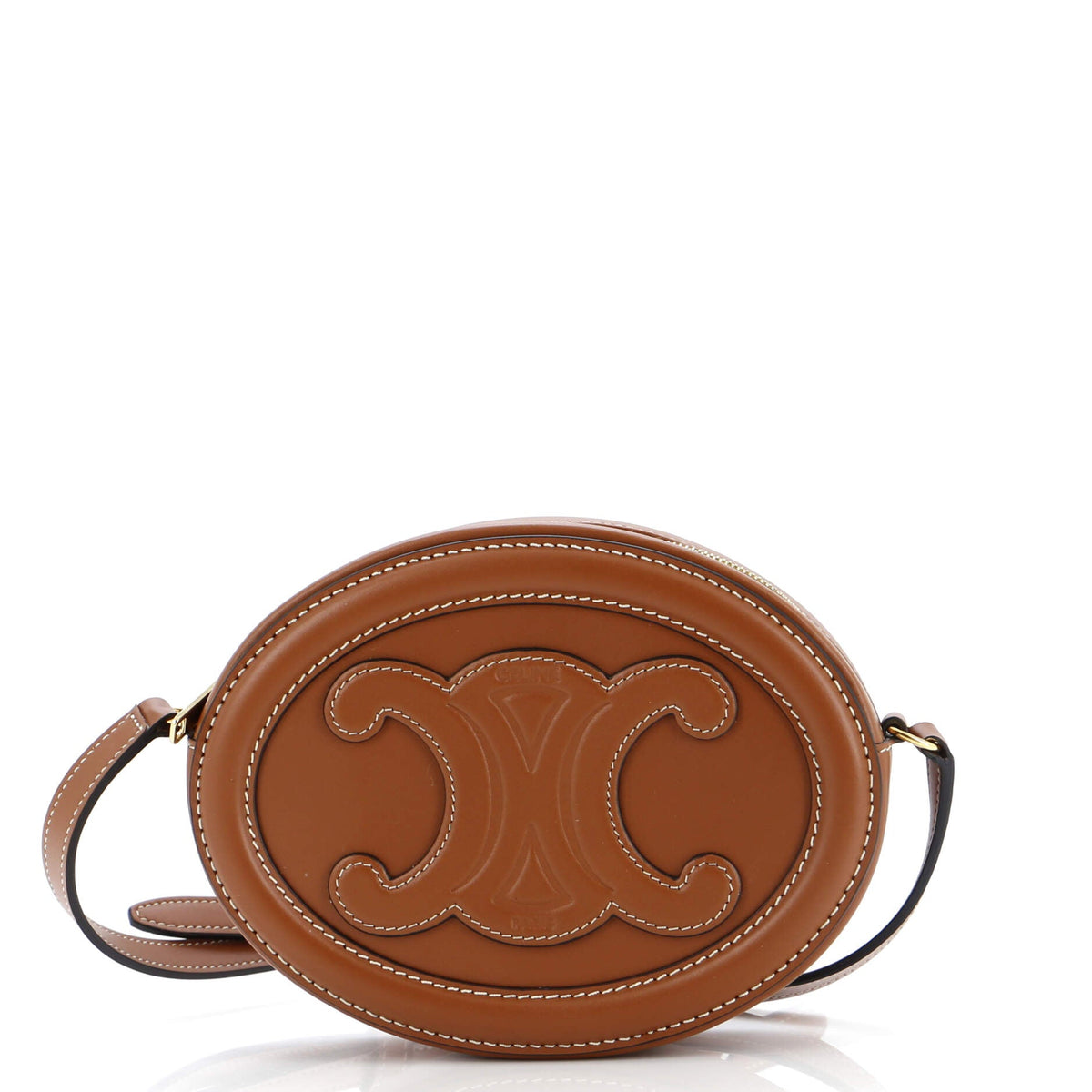 Celine CELINE Triomphe Oval Crossbody Bag Leather Mini