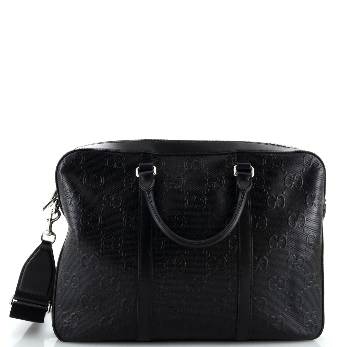 Gucci GUCCI Briefcase GG Embossed Perforated Leather Medium