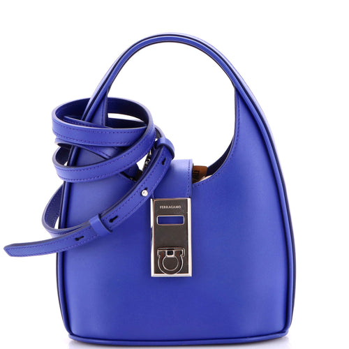 Gancini Buckle Hobo Leather Mini