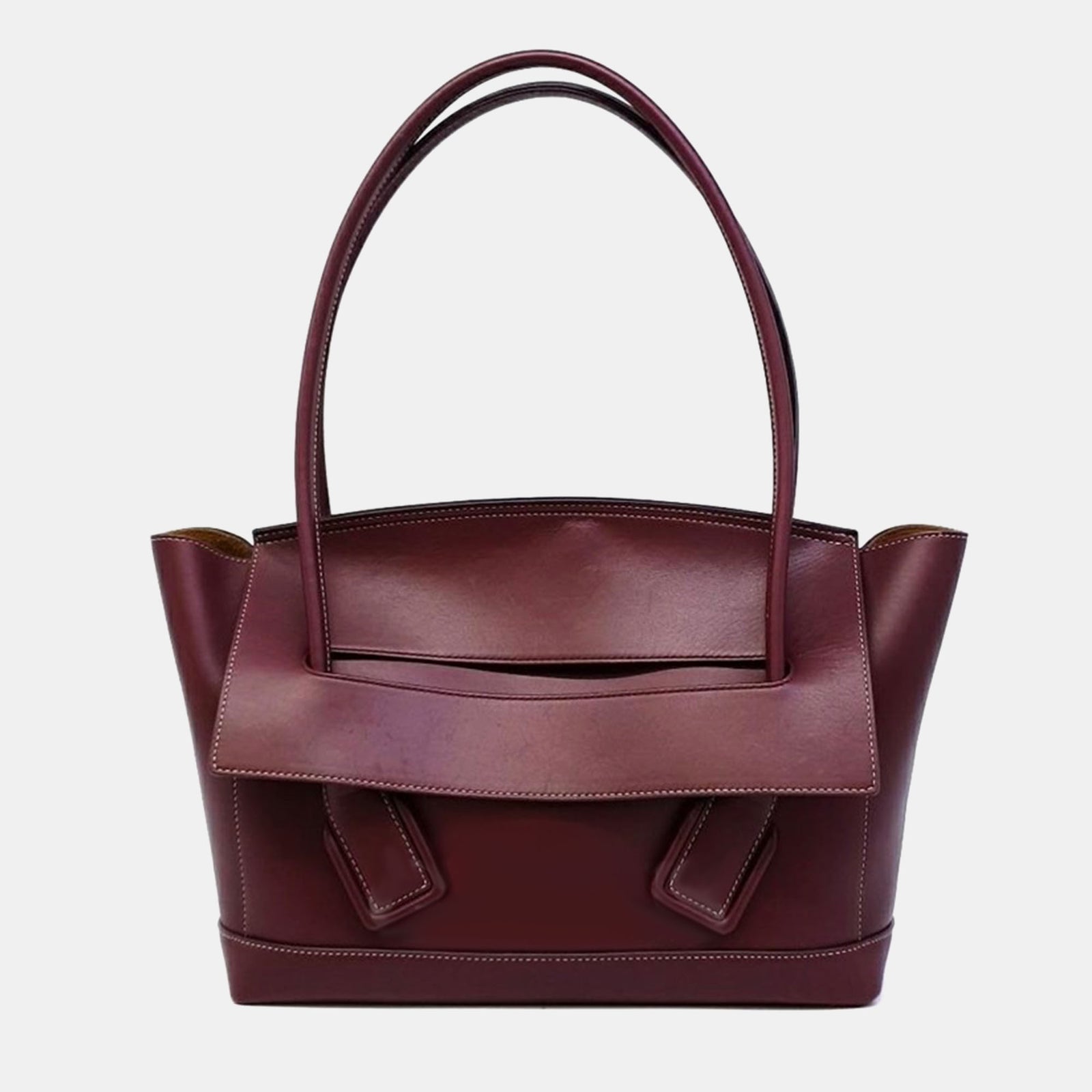 Bottega Veneta Burgundy Leather Arco Medium Top Handle Bag