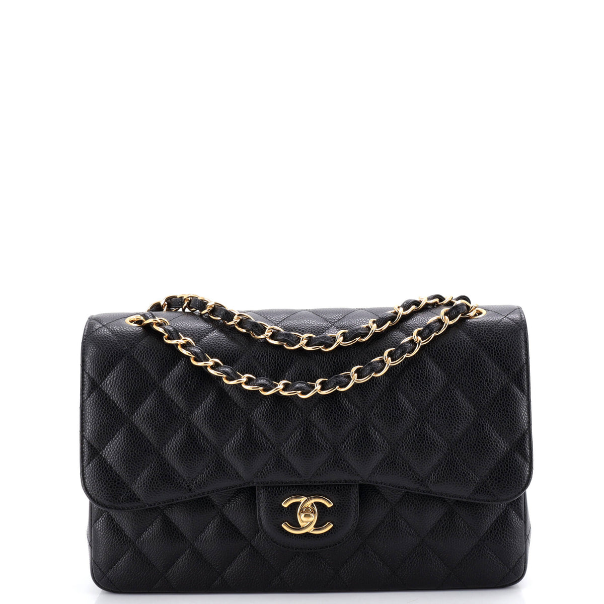 Chanel CHANEL Classic Double Flap Bag Quilted Caviar Jumbo