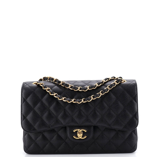 CHANEL Classic Double Flap Bag Quilted Caviar Jumbo